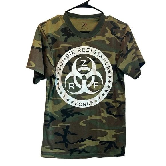 Rothco small men’s zombie resistance force green camouflage tee - Picture 1 of 5